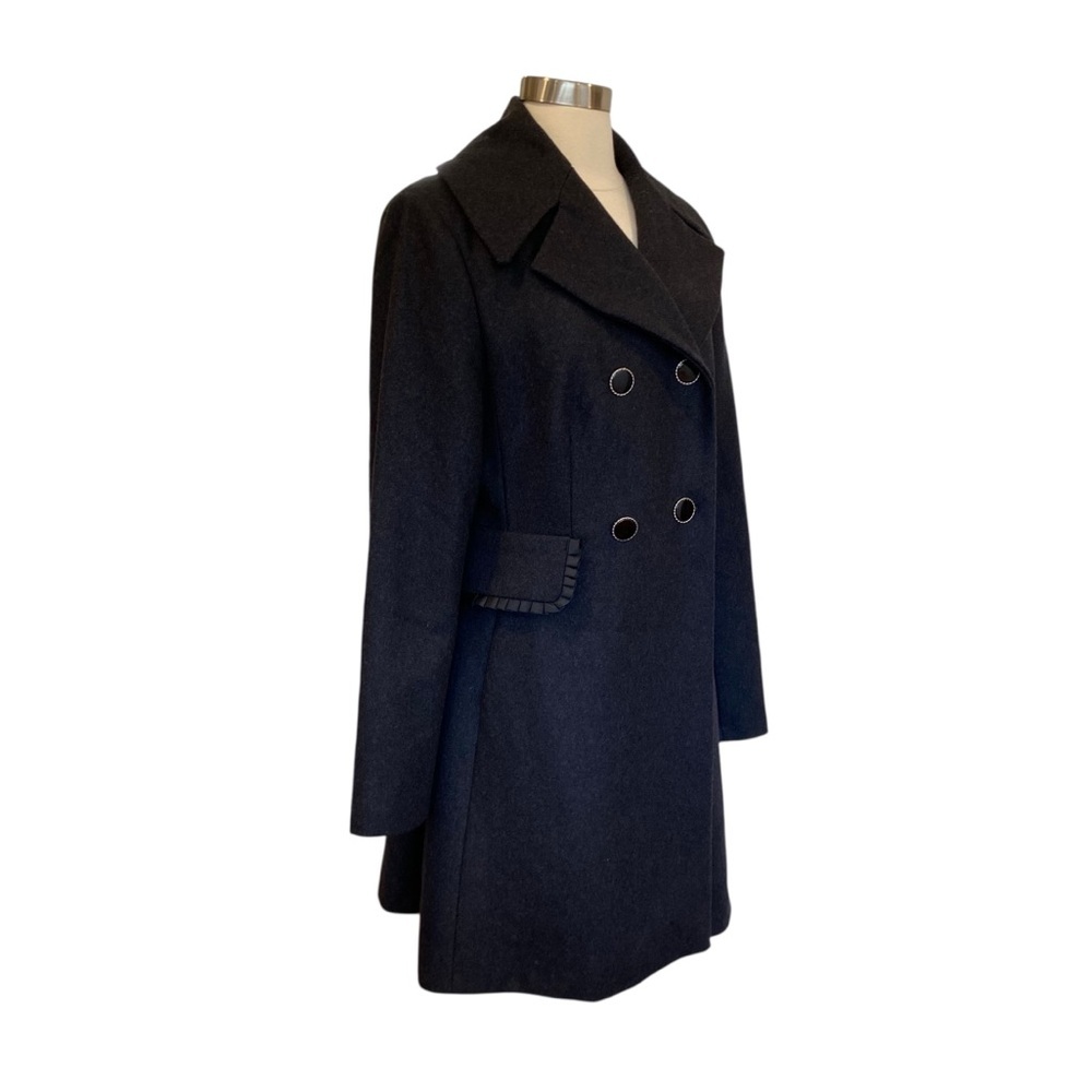 Betsey Johnson Wool Longline Coat In Dark Grey Size 8 - Picture 4 of 12